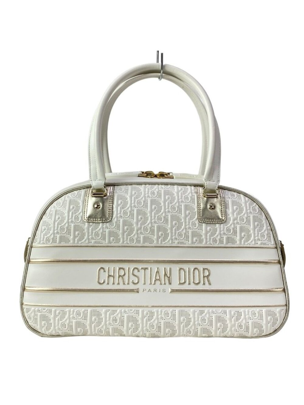 Dior Vibe Bowling Bag White Gold 2-Way Leather